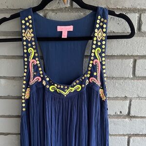 Lilly Pulitzer Navy Dress with Vibrant Sequined Embellishments